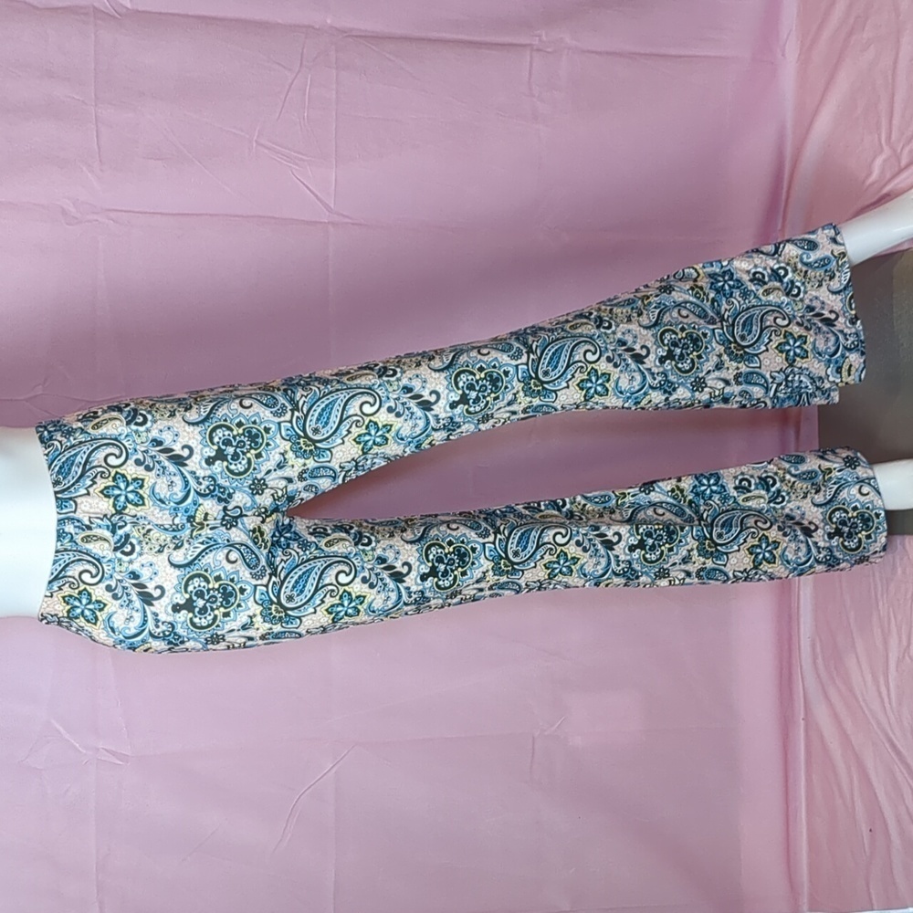 Nasty Gal Blue Paisley Print Flared Multicolor Pants size 8